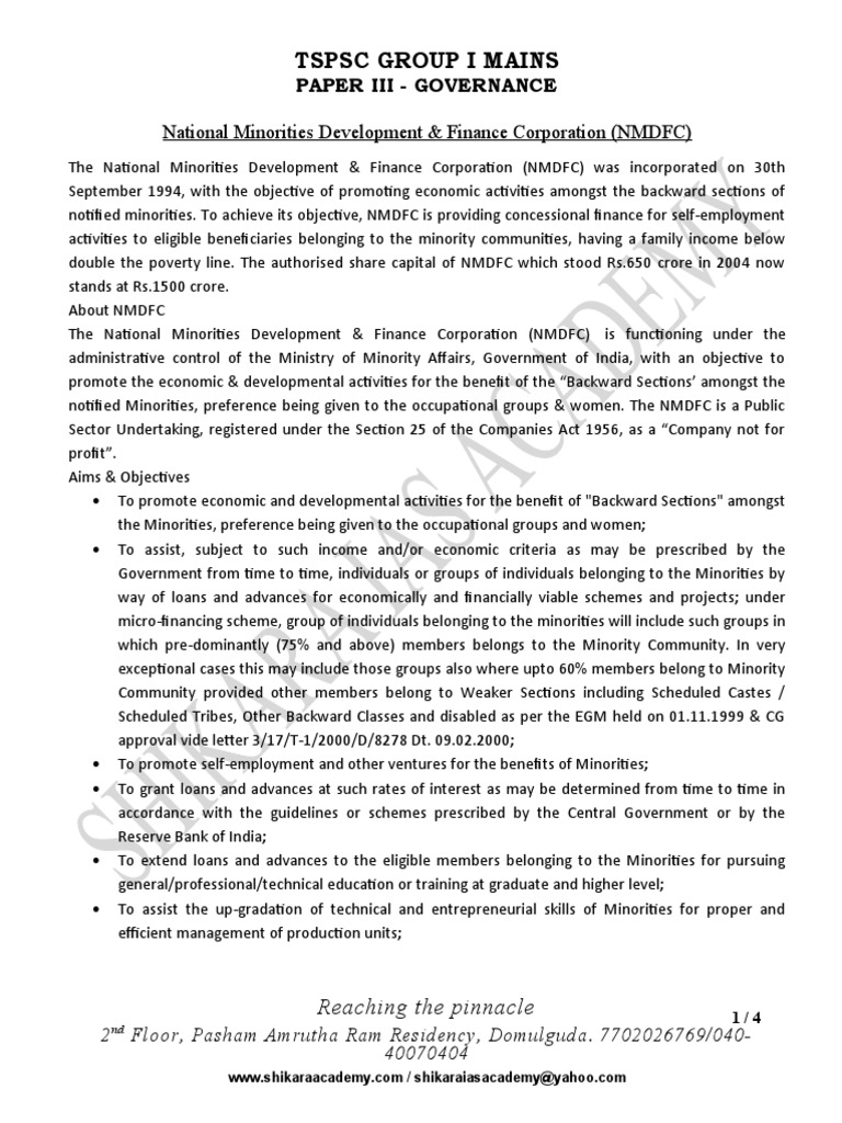 NMDFC: Empowering Minority Communities | PDF | Finance & Money Management
