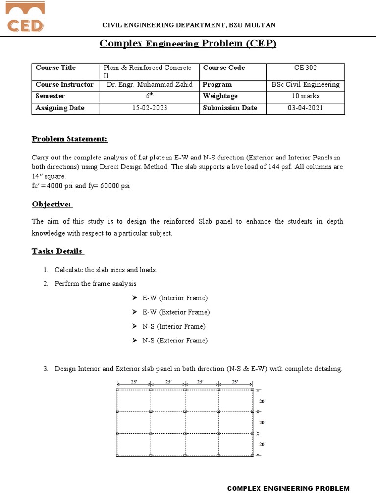 BZU Civil Engineering CEP Assignment | PDF | Engineering | Cognition
