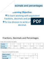 Yr 7 - 4.3 Fraction, Decimal & Percentages