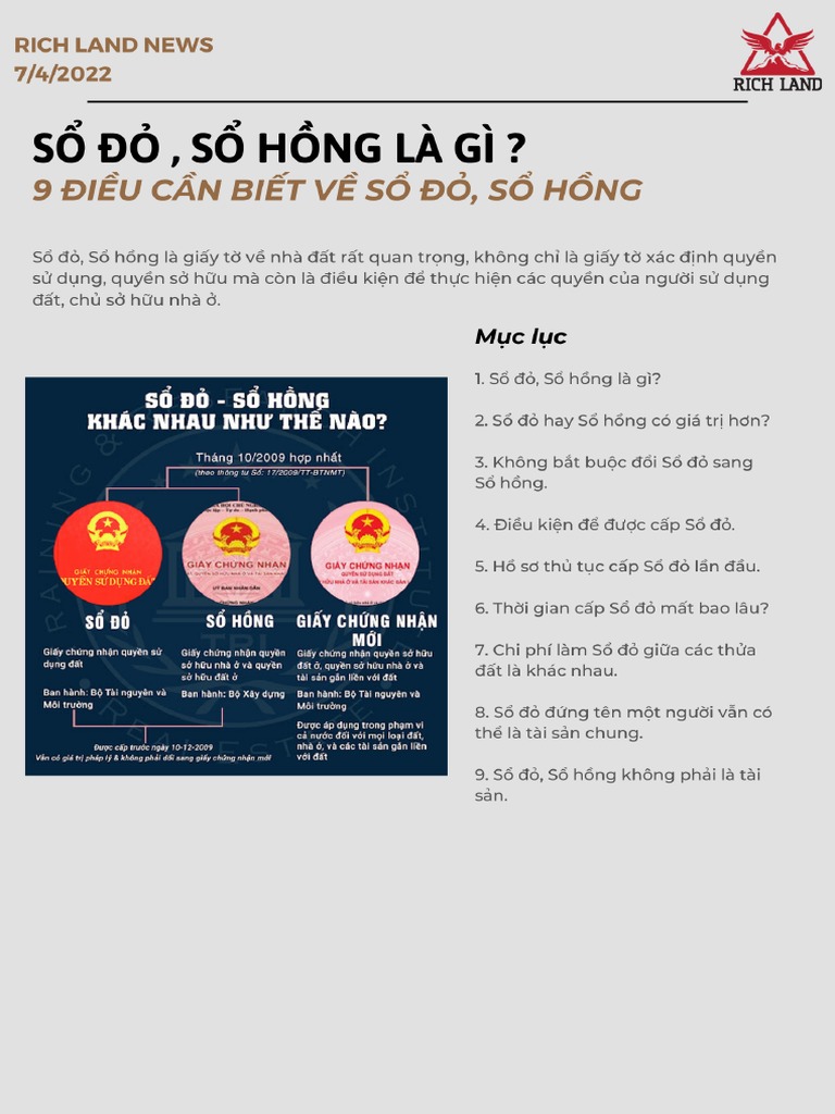 PHÂN BIỆT SỔ ĐỎ, SỔ HỒNG | PDF