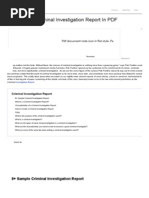 8+ SAMPLE Criminal Investigation Report in PDF