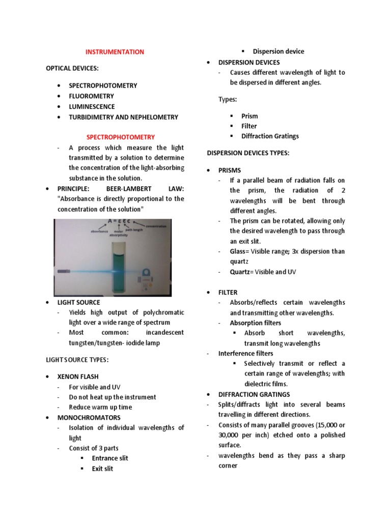 INSTRUMENTATION Lab MBIO PDF PDF Spectrophotometry Fluorescence