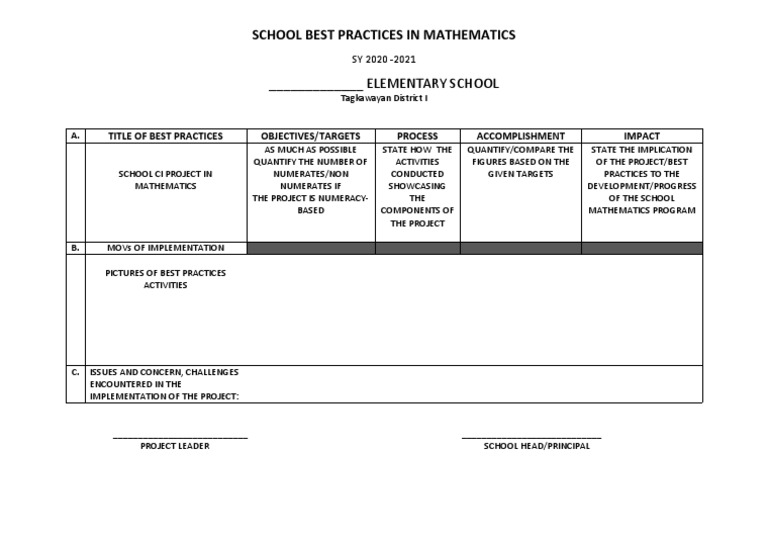 School best practices in mathematics pdf