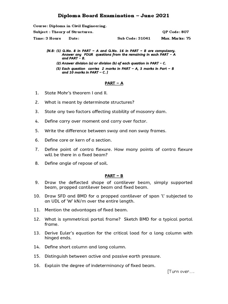 diploma-board-examination-june-2021-pdf-beam-structure-bending