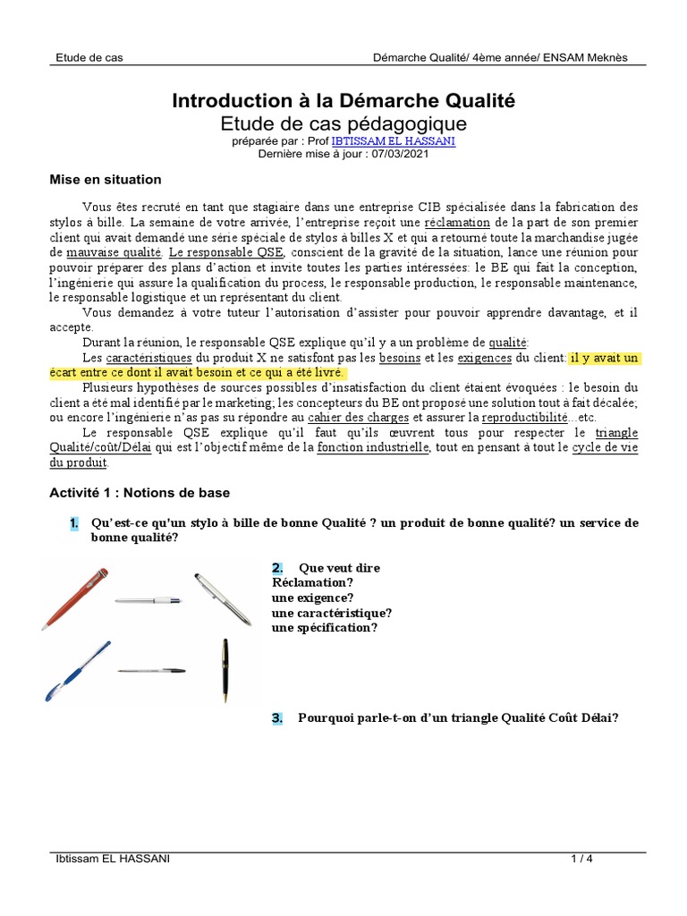 Démarche Qualité en Entreprise CIB | PDF | Management de la qualité ...