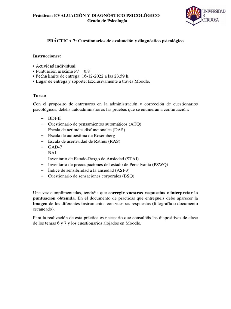Cuestionarios de Diagnóstico Psicológico | PDF | Crecimiento personal y ...