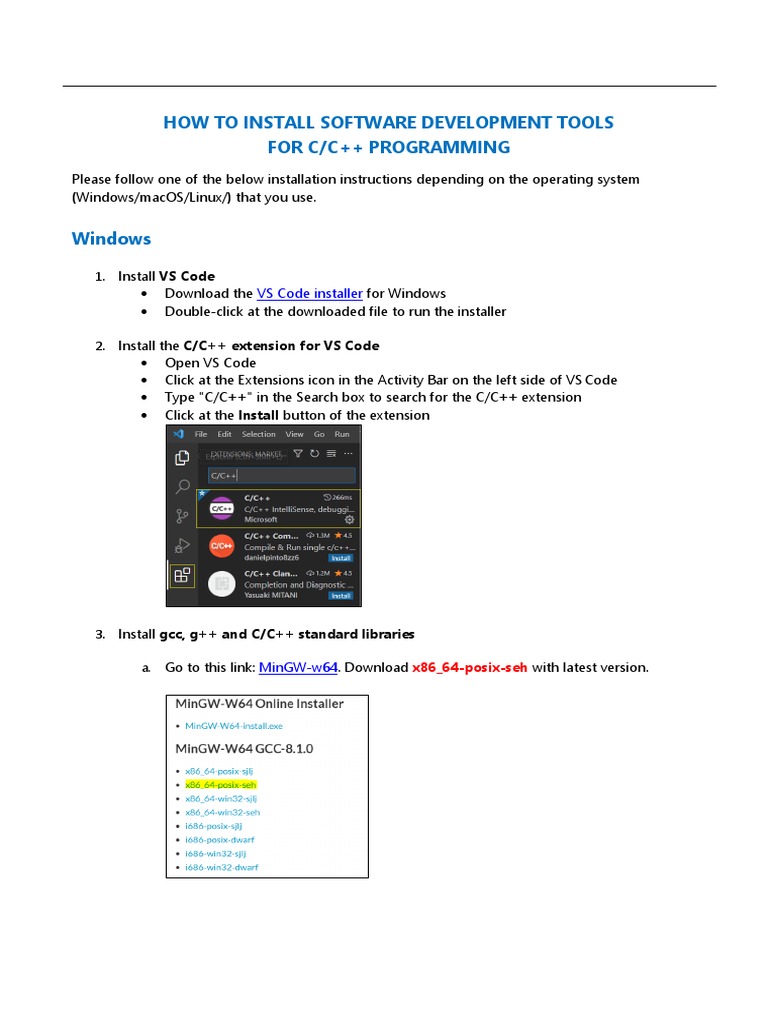 Visual Studio Code and GCC - Installation Guide PDF | PDF | C ...