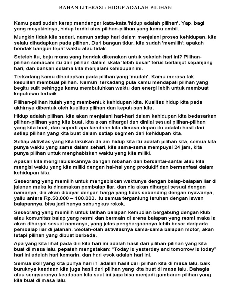 Hidup Adalah Pilihan | PDF