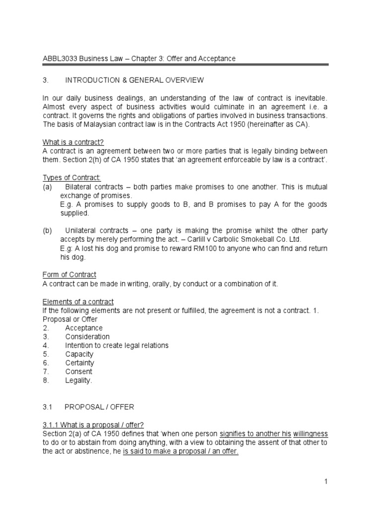 Business Law Pdf Offer And Acceptance Civil Law Legal System
