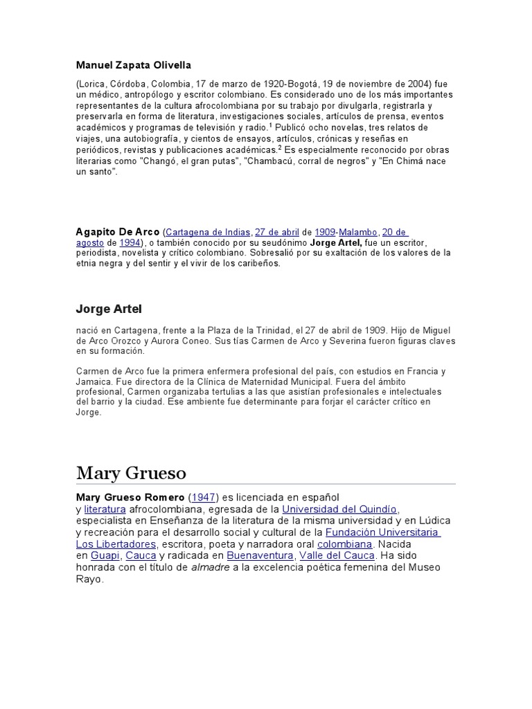 Manuel Zapata Olivella Un importante representante de la cultura