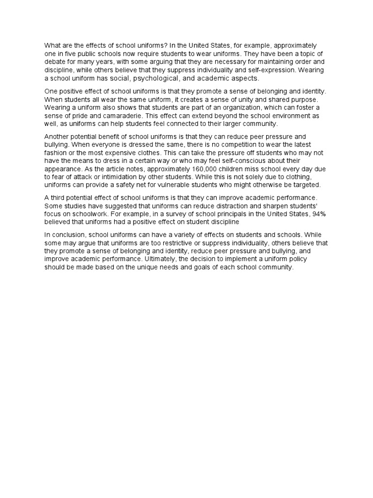 What Are The Effects of School Uniforms PDF