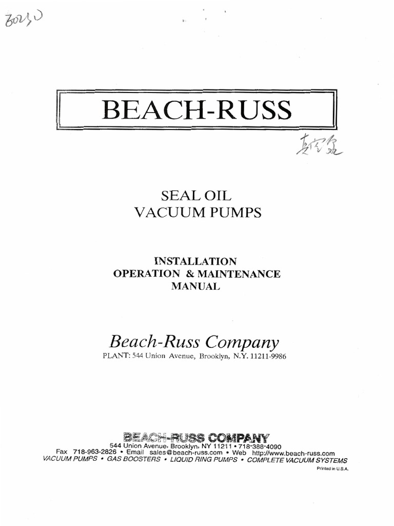 Manual Seal Oil Vacuum Pump PDF