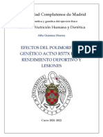 Efectos Del Polimorfismo Genético Actn3 R577X en El Rendimiento Deportivo y Lesiones PDF