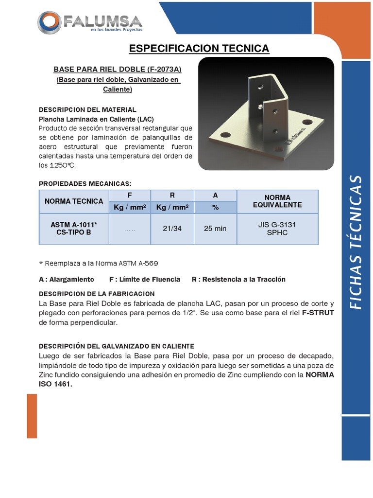 Base para Riel Doble F-2073A Galvanizada | PDF