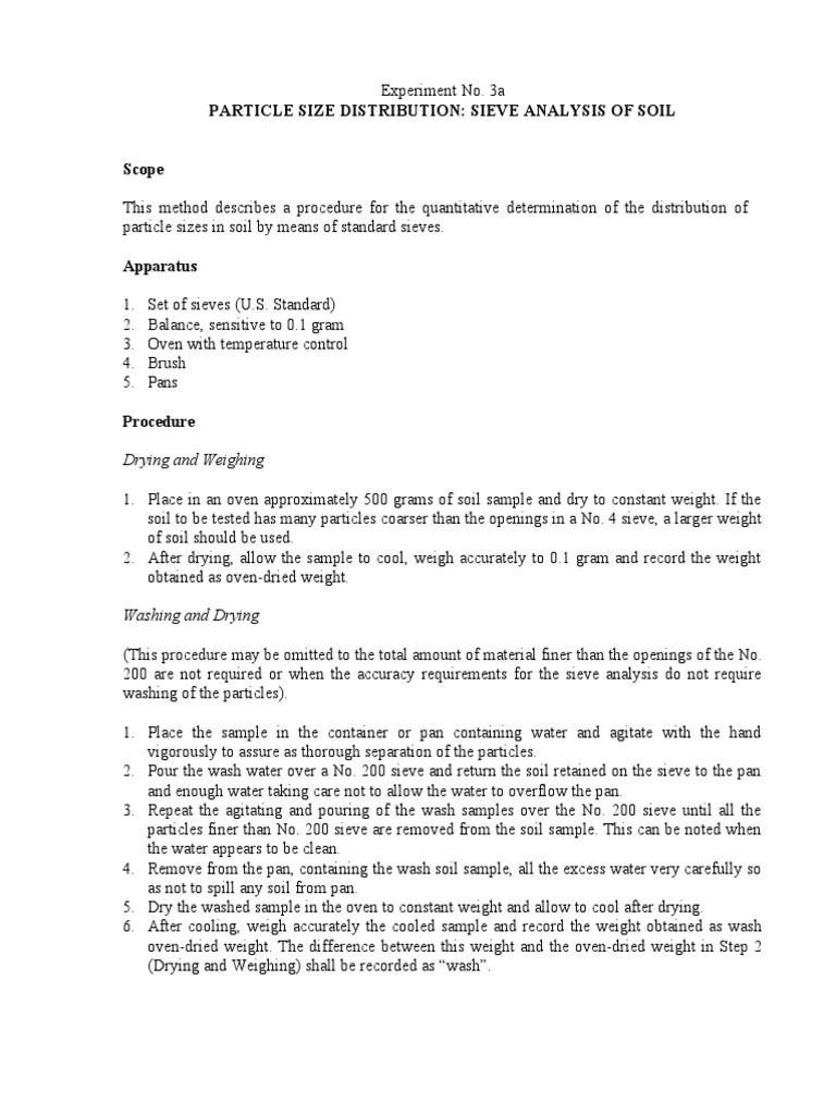Expt No.03a Sieve Analysis of Soil PDF Particle Size Distribution