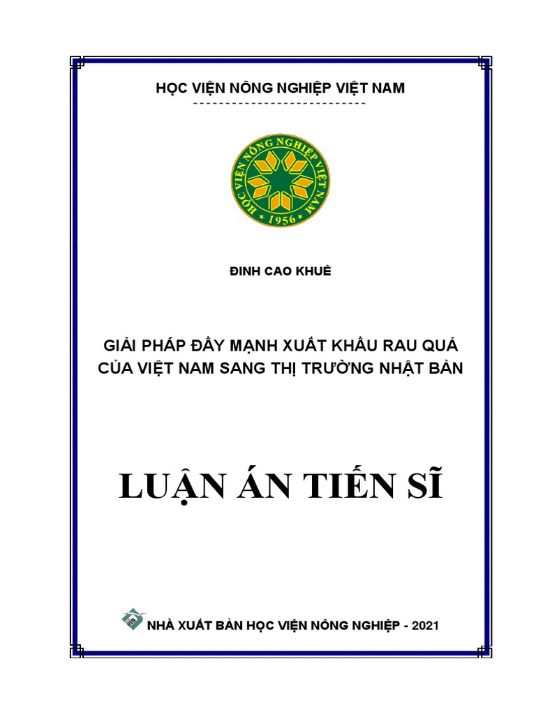 Luận án Tiến sĩ - Giải pháp đẩy mạnh xuất khẩu rau quả sang thị trường Nhật  Bản - 1431784 PDF | PDF