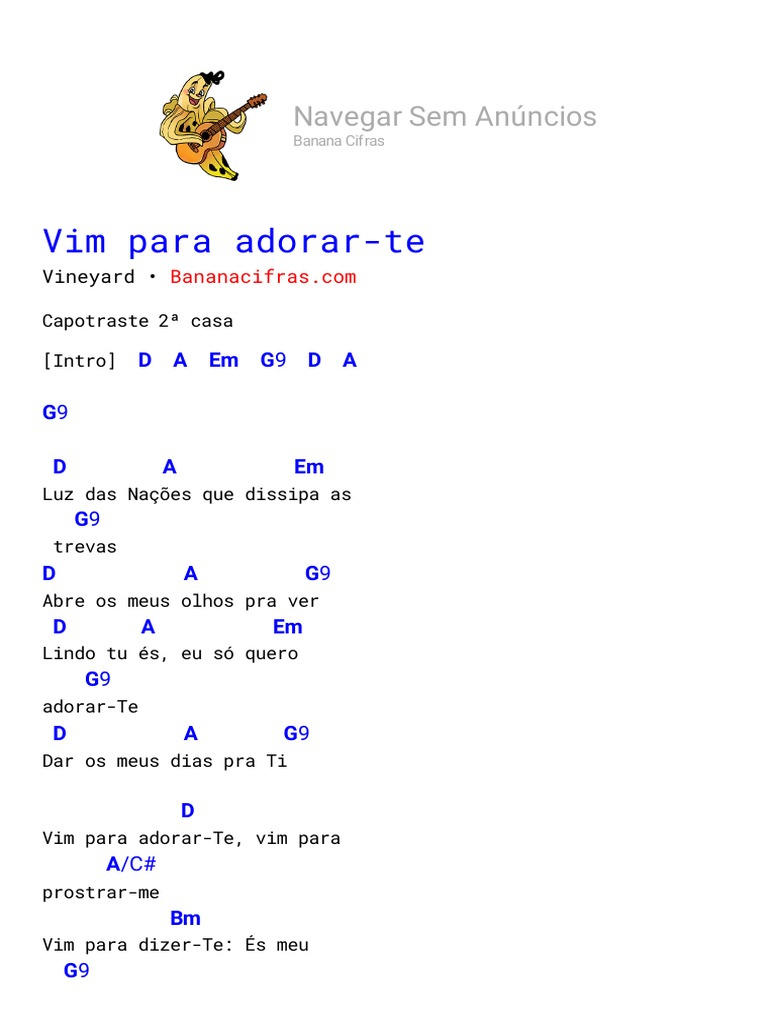 Vim para AdorarTe Vineyard Cifra PDF