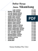 Daftar Harga Sikumbang