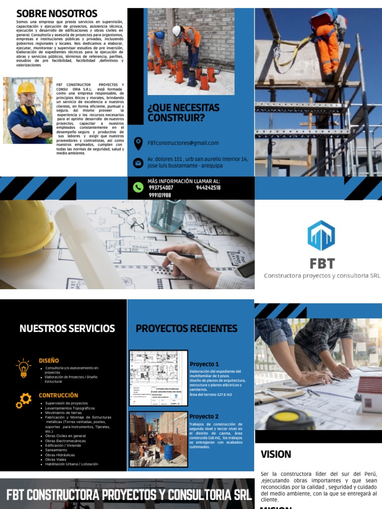 Folleto 3 Caras Empresa Constructora Naranja y Negro | PDF | Diseño ...