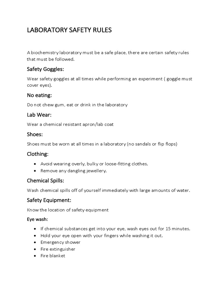 Laboratory Safety Rules PDF PDF Laboratories