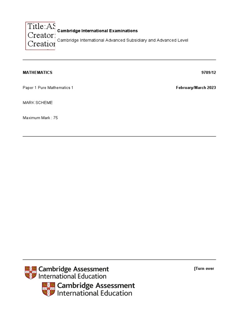 AS/A Level Mathematics Mark Scheme 2023 | PDF | Significant Figures ...