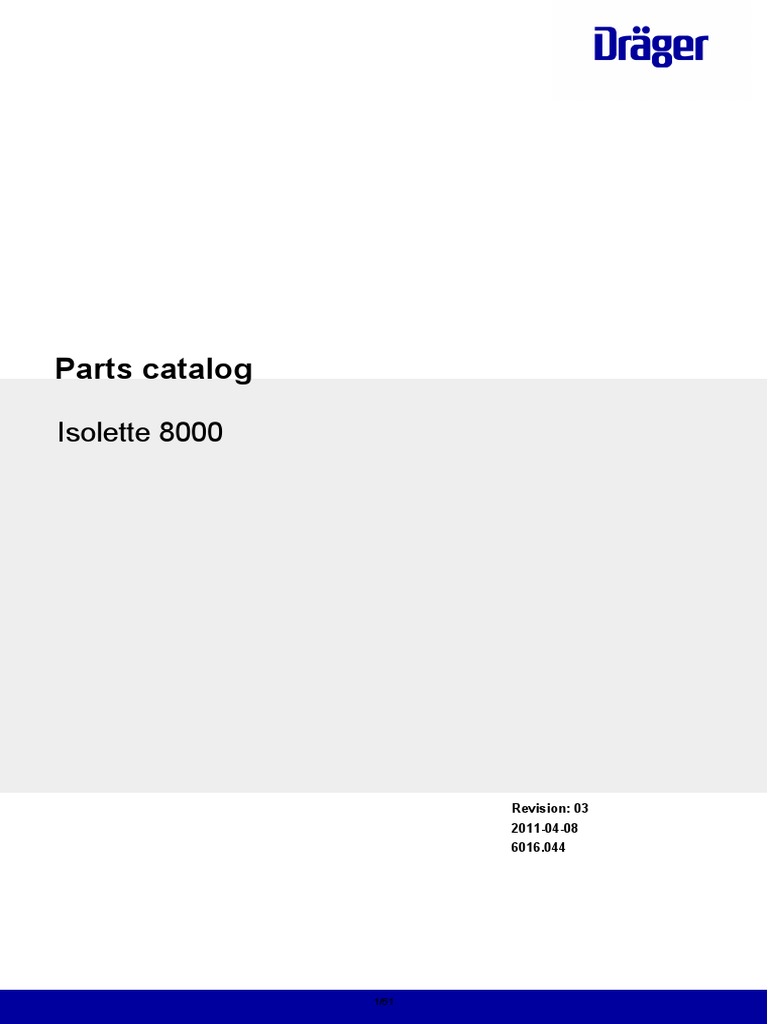 Drager Isolette 8000 Draeger Parts Catalog, PDF, Manufactured Goods