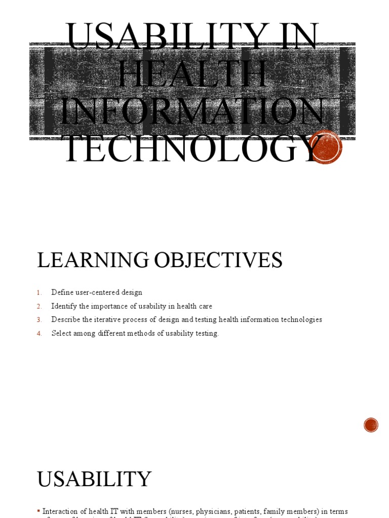 Usability Testing in Healthcare IT | PDF | Computers | Technology ...