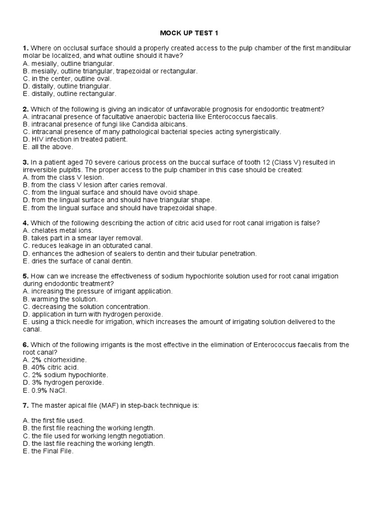 Mock Up Test 1 PDF Periodontology Dental Anatomy