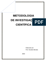 METODOLOGIA de Investigação Científica - Apontamentos - 2022 - II - Semestre