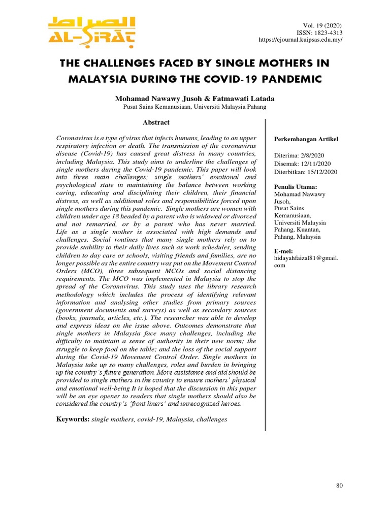 The Challenges Faced by Single Mothers in Malaysia During The Covid19
