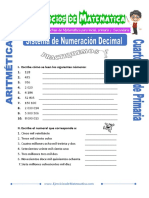 Ejercicios de Sistema de Numeracion Decimal para Cuarto de Primaria