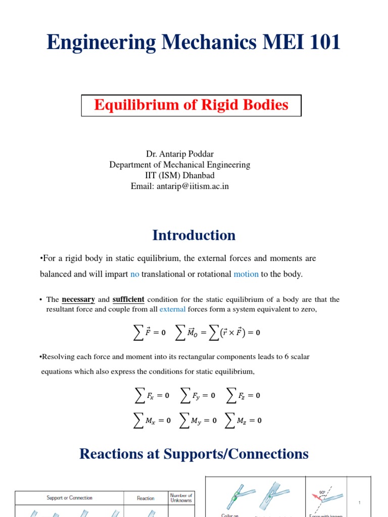 Rigid Body Equilibrium Analysis | PDF | Force | Equations