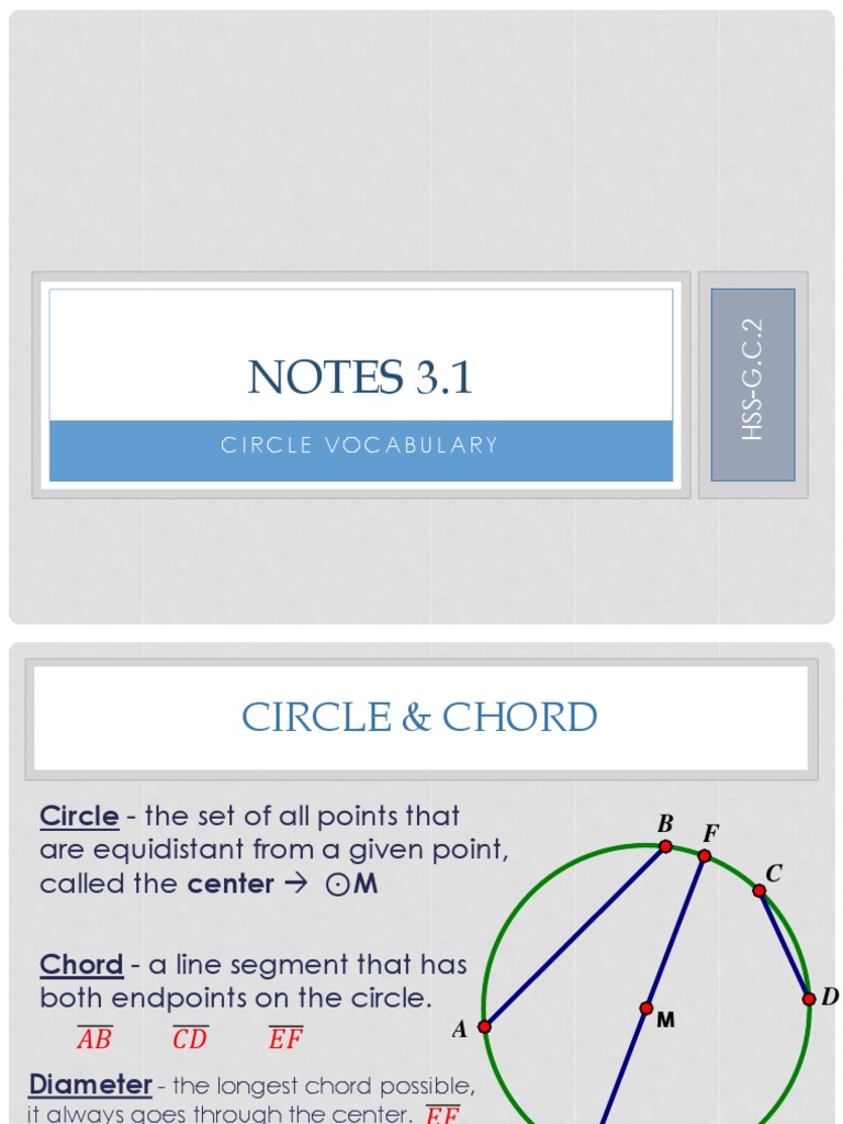 3 1-+Circle+Vocabulary+PPT+ (PDF+for+students) | PDF | Circle | Tangent