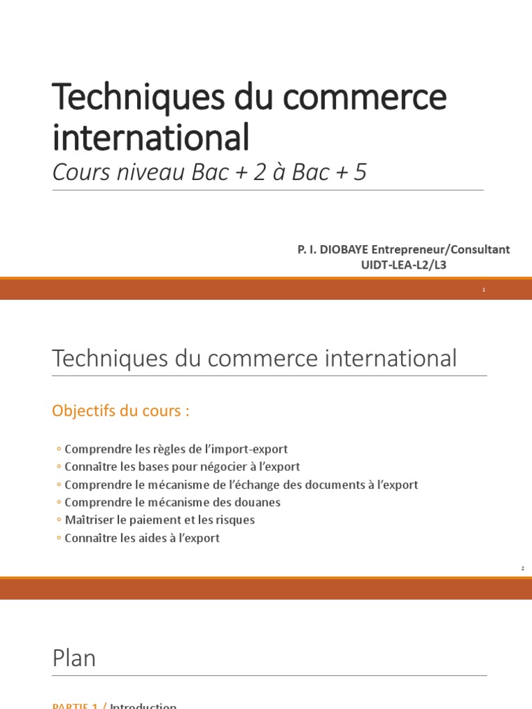 UIDT - Cours Techniques Du Commerce International | PDF | Économie ...