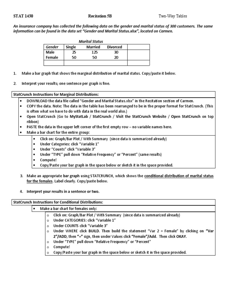 Rec 5b two way tables pdf chart statistics