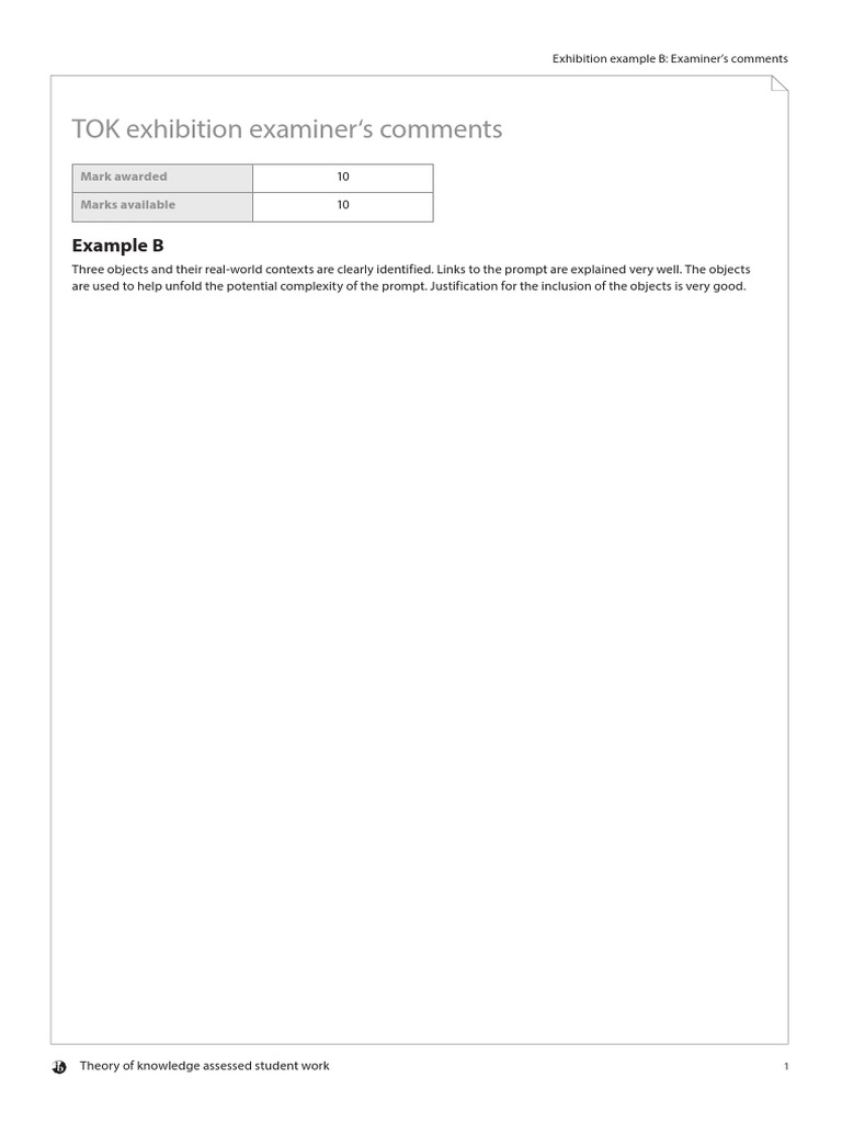 TOK Exhibition Example B Analysis | PDF