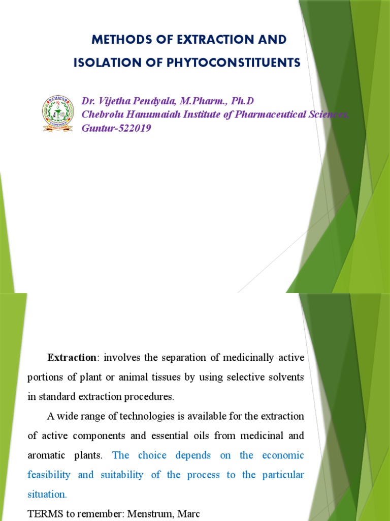 Phytoconstituent Extraction Guide | PDF | Chromatography | Thin Layer ...