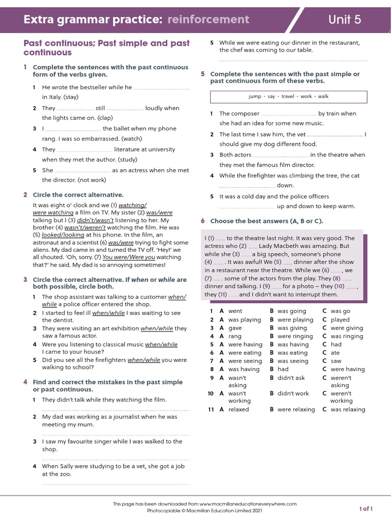 A2 U5 Extra Grammar Practice Reinforcement PDF | PDF | Language Arts ...