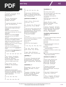 A2 Workbook Answer Key PDF