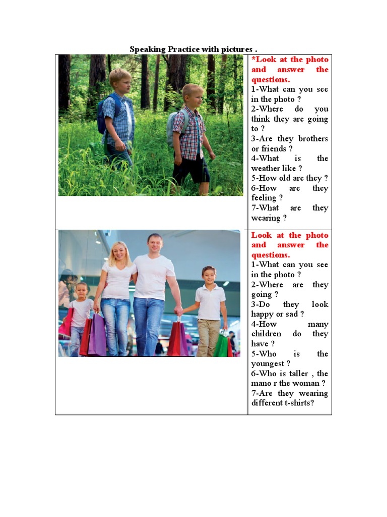 English Speaking Practice with Images | PDF | Java (Programming ...