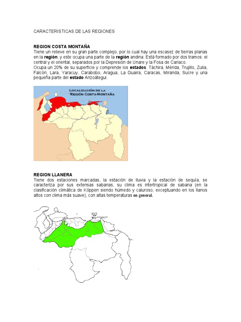 Regiones De Venezuela PDF Venezuela Alimentos