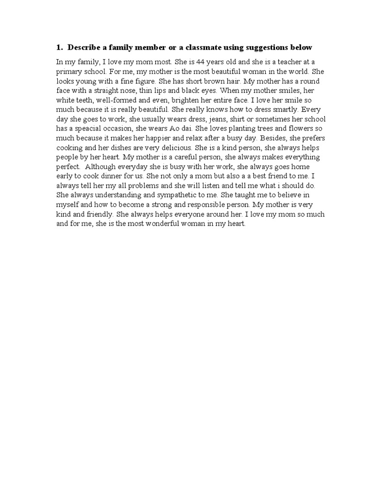 Describing My Wonderful Mother | PDF | Wellness