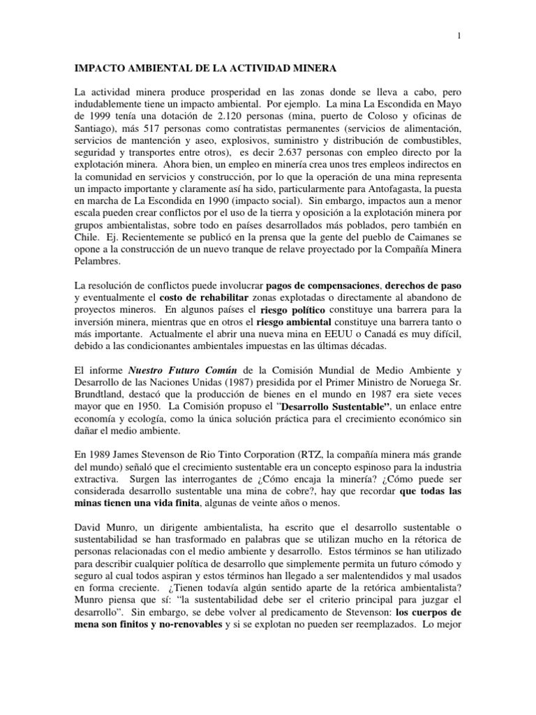 Impacto Ambiental de La Actividad Minera | PDF