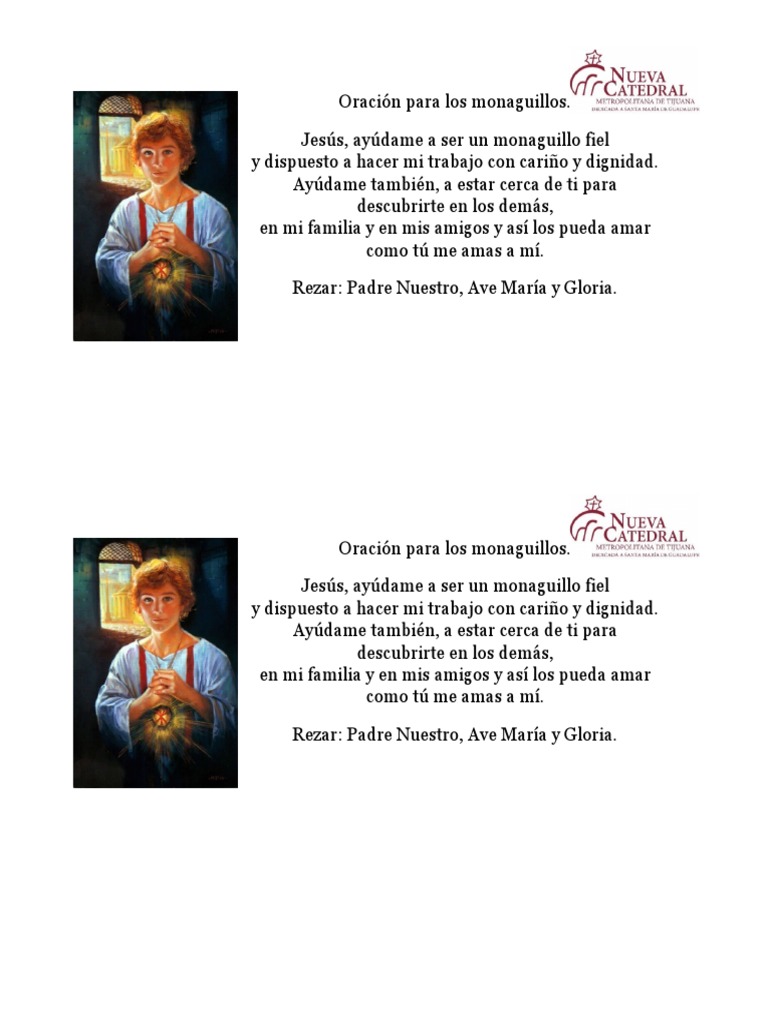 Oración Para Los Monaguillos Pdf