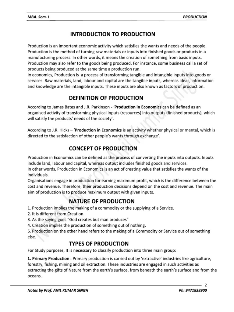 Factors Production Notes PDF | PDF