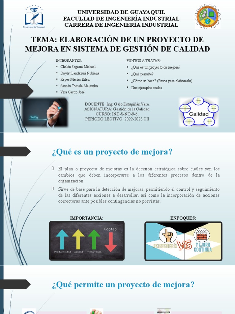 Proyecto de Mejora en Gestión de Calidad | PDF | Lean Manufacturing ...