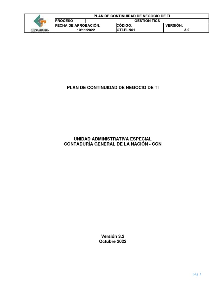 Plan de Continuidad de Negocio de TI | PDF | La seguridad informática ...