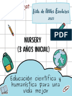 lISTA DE UTILES 3 AÑOS INICIAL - 2023