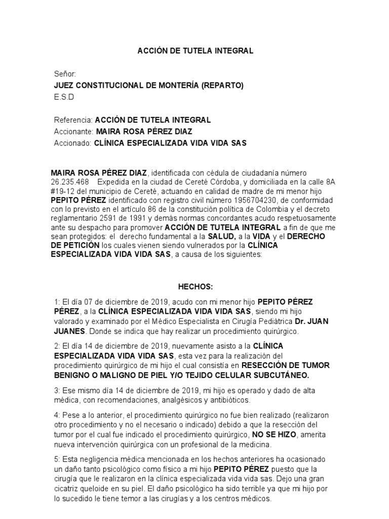 ACCION DE TUTELA Final. | PDF
