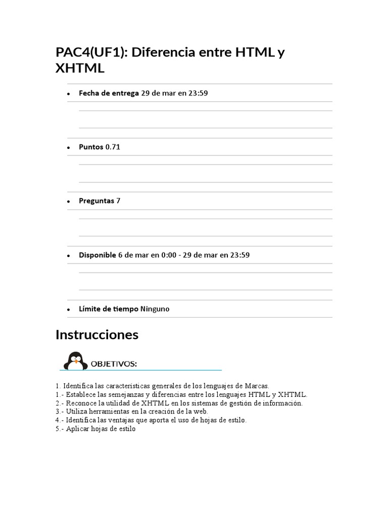 Diferencias entre HTML y XHTML | PDF | HTML | Xml